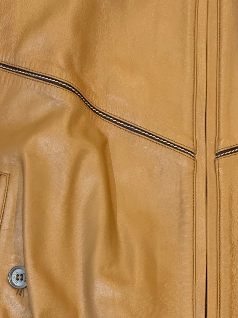 Vintage Munper Leather Jacket Mens Bomber Tan Lambskin Made In Spain 11311
